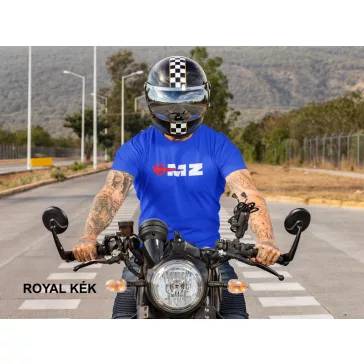 MZ logo póló, Motorradwerke Zschopau póló, retró motoros ajándék, veterán motor póló, NDK motoros ruházat, MK Kreatív