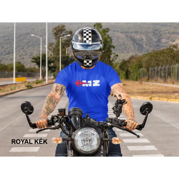 MZ logo póló, Motorradwerke Zschopau póló, retró motoros ajándék, veterán motor póló, NDK motoros ruházat, MK Kreatív