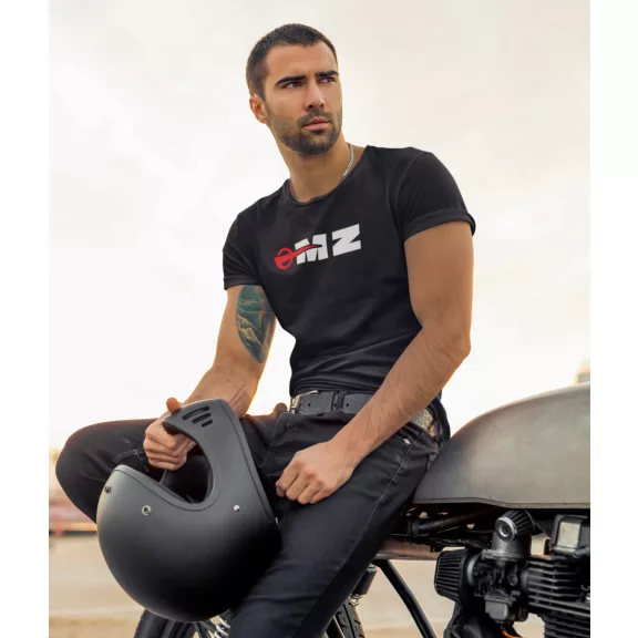 MZ logo póló, Motorradwerke Zschopau póló, retró motoros ajándék, veterán motor póló, NDK motoros ruházat, MK Kreatív