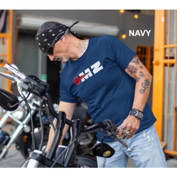 MZ logo póló, Motorradwerke Zschopau póló, retró motoros ajándék, veterán motor póló, NDK motoros ruházat, MK Kreatív