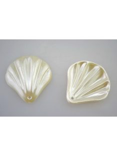 Akril fűzhető kagyló - 10 db/cs, gyöngy fehér