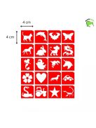 KiviArt csillámtetoválás sablon lapon 20 mintával – MK Kreatív Csillámtetoválás Gyártó