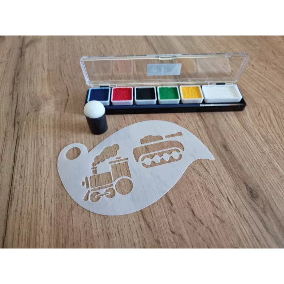 Festősablon, stencil - Vonat és tank