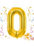0-ás szám arany fólia lufi 66 cm születésnapi dekoráció