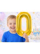 0-ás szám arany fólia lufi 66 cm születésnapi dekoráció