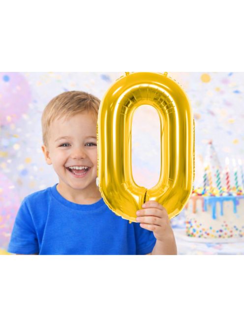 0-ás szám arany fólia lufi 66 cm születésnapi dekoráció