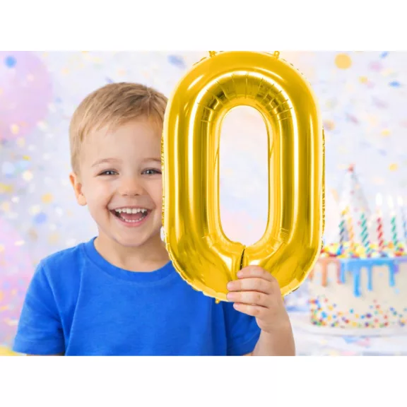 0-ás szám arany fólia lufi 66 cm születésnapi dekoráció