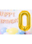 0-ás szám arany fólia lufi 66 cm születésnapi dekoráció