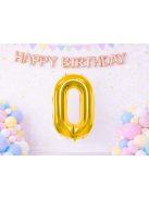 0-ás szám arany fólia lufi 66 cm születésnapi dekoráció
