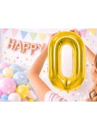 0-ás szám arany fólia lufi 66 cm születésnapi dekoráció