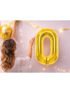 0-ás szám arany fólia lufi 66 cm születésnapi dekoráció