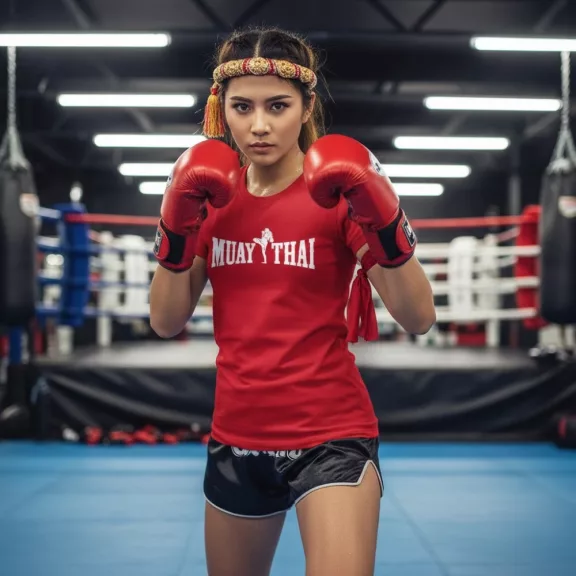 Muay Thai 4 kereknyakú pamut póló thai box mintával uniszex