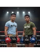 Muay Thai 4 kereknyakú pamut póló thai box mintával uniszex