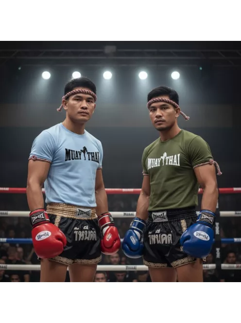 Muay Thai 4 kereknyakú pamut póló thai box mintával uniszex