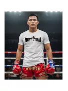 Muay Thai 4 kereknyakú pamut póló thai box mintával uniszex