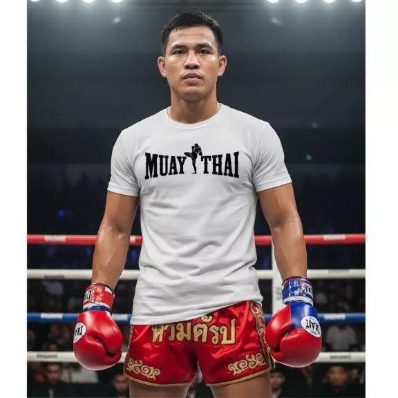 Muay Thai 4 kereknyakú pamut póló thai box mintával uniszex