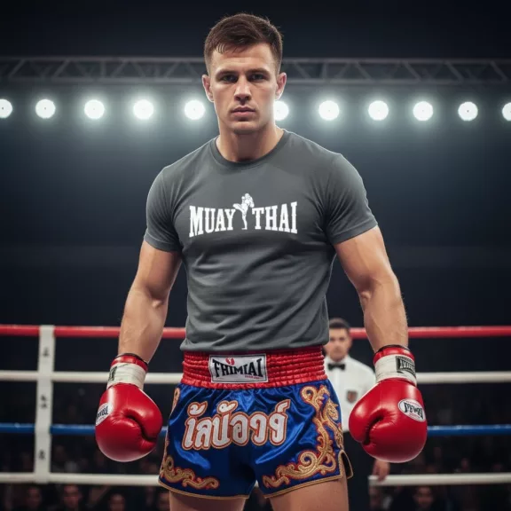 Muay Thai 4 kereknyakú pamut póló thai box mintával uniszex