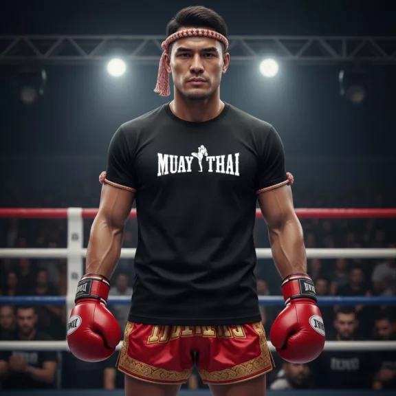 Muay Thai 4 kereknyakú pamut póló thai box mintával uniszex