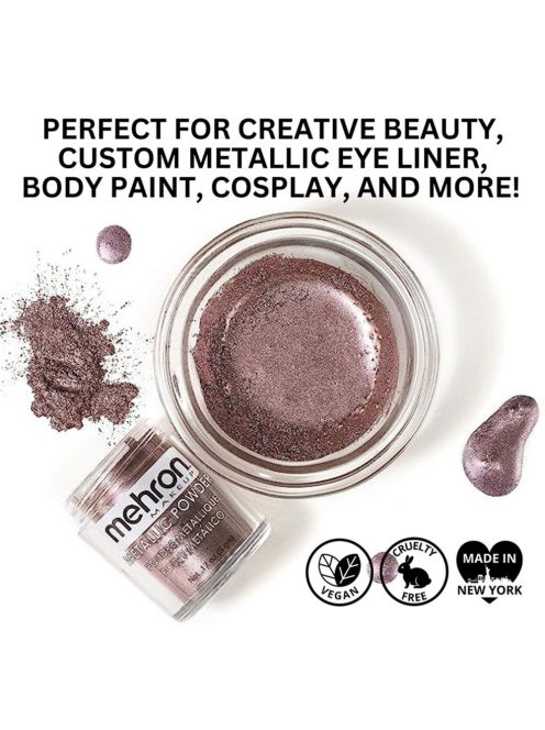 Mehron Metallic Powder Rose + - Mixing Liquid 