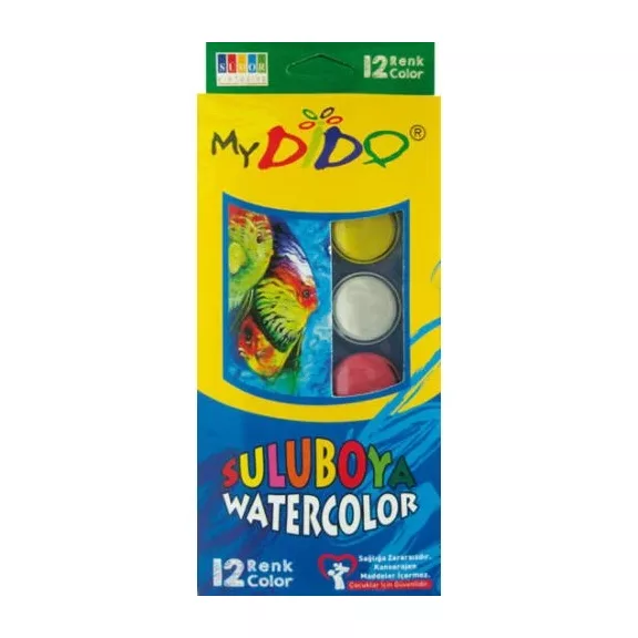 Vízfesték Mydido - 12 db-os nagygombos, ecsettel