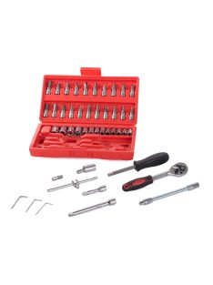 Professzionális dugókulcs, torx és imbuszkulcs készlet, króm-vanádium acél szerszámkofferben, racsnis hajtókar, barkács és autószerelő szerszámok