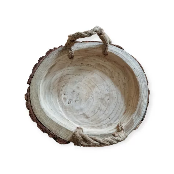 Fakorong tálaló tálca kötéllel 30x5cm