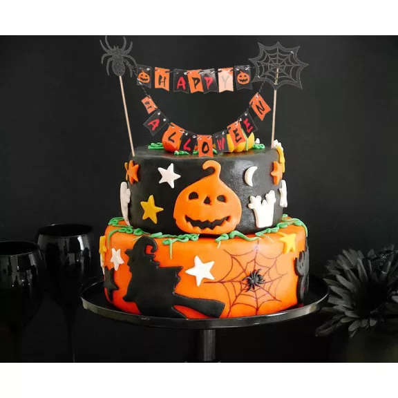 Halloween parti süti, torta girland dekoráció