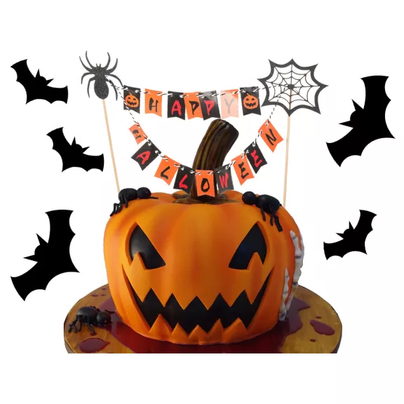 Halloween parti süti, torta girland dekoráció