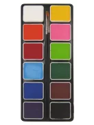 PXP Professional Colors 12 rekeszes arcfesték paletta átlátszó fedéllel és két arcfestő ecsettel.
