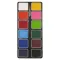 PXP Professional Colors 12 rekeszes arcfesték paletta átlátszó fedéllel és két arcfestő ecsettel.