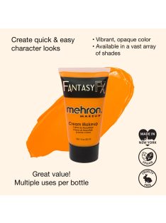 Élénk narancs színű Mehron Fantasy FX krémes arcfesték tégelyben, professzionális arc- és testművészethez és sminkhez