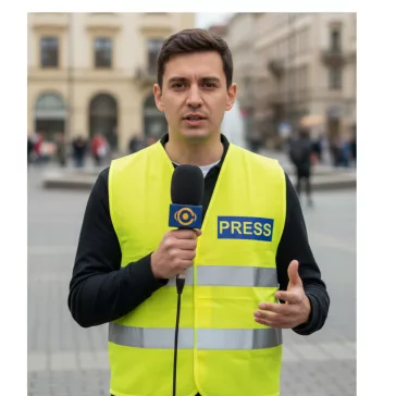 Láthatósági biztonsági mellény PRESS felirattal, sárga fényvisszaverő mellény sajtó munkatársaknak, újságíró azonosító mellény.