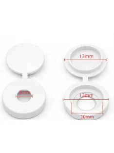 100 darabos fehér műanyag csavartakaró készlet, 13mm átmérővel