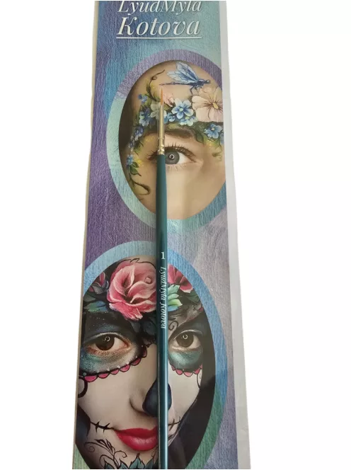 Lyudmyla Round 1-es arcfestő ecset ultra vékony szintetikus szőrrel és teal fa nyéllel