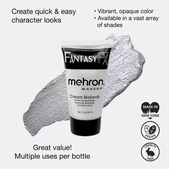 Mehron Fantasy FX Silver (30ml) – Ezüst metálfényű krémfesték, vízbázisú robot smink alap