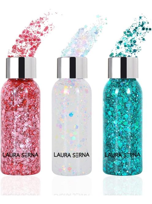Laura Serna Chunky face and Body glitter gel - Fehér holografikus