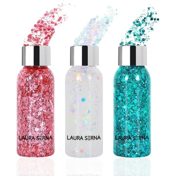 Laura Serna Chunky face and Body glitter gel - Fehér holografikus