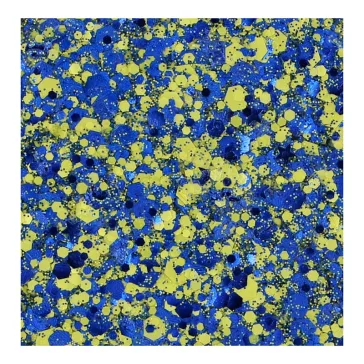 Kék-sárga Superstar chunky glitter krém átlátszó tégelyben