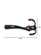 5 darabos fekete fém háromágú fali akasztó szett csavarokkal