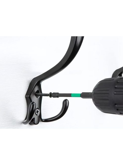 5 darabos fekete fém háromágú fali akasztó szett csavarokkal