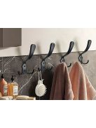 5 darabos fekete fém háromágú fali akasztó szett csavarokkal