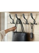 5 darabos fekete fém háromágú fali akasztó szett csavarokkal