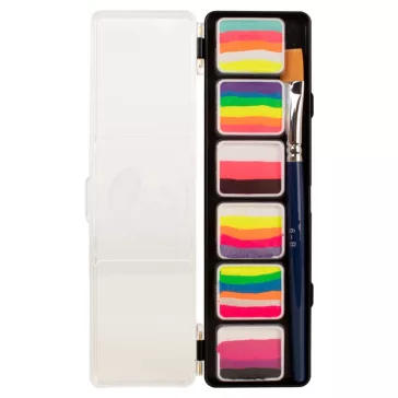 PXP Professional Colors Egymozdulat UV-Neon arcfesték készlet 6×6 g lapos ecsettel