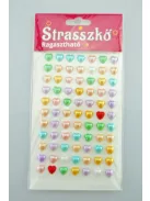 Strasszkő öntapadós 1cm  84 db-os - szív forma több színben