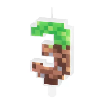 3-as szám alakú pixel tortagyertya műanyag beszúróval