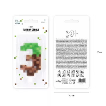 3-as szám alakú pixel tortagyertya műanyag beszúróval