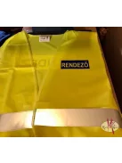Láthatósági mellény RENDEZŐ felirattal, sárga biztonsági mellény fesztiválokra, fényvisszaverő rendezvényszervező mellény.