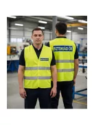 BIZTONSÁGI ŐR feliratos jól látható fényvisszaverő neon sárga mellény