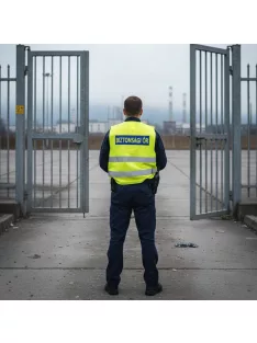 BIZTONSÁGI ŐR feliratos jól látható fényvisszaverő neon sárga mellény