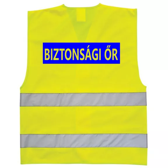 BIZTONSÁGI ŐR feliratos jól látható fényvisszaverő neon sárga mellény